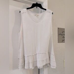 Style & Co. White Gauzy Tunic Ruffled Hem Women’s Tunic Top - XXL